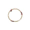 Beaded bracelet with gold and multicolored beads on a white background
